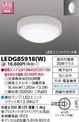 東芝ライテック　LEDG85918(W)　アウトドア 軒下シーリングライト LEDユニットフラット形 天井・壁面兼用 ホワイト ランプ別売