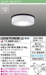 東芝ライテック　LEDG87935N(W)-LS　アウトドア 軒下シーリングライト LED一体形 昼白色 天井・壁面兼用 ホワイト
