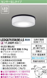 [メーカー在庫限り] 東芝ライテック　LEDG87935N(W)-LS　アウトドア 軒下シーリングライト LED一体形 昼白色 天井・壁面兼用 ホワイト