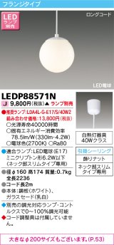東芝ライテック　LEDP88571N　ペンダント LED電球 フランジタイプ 引掛シーリング φ160 ホワイト ランプ別売