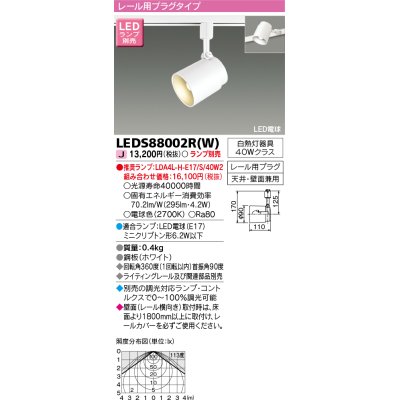 画像1: 東芝ライテック　LEDS88002R(W)　LEDスポットライト レール用プラグタイプ 天井・壁面兼用 ホワイト ランプ別売