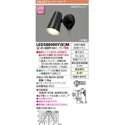 画像1: 東芝ライテック　LEDS88900Y(K)M　アウトドア LEDスポットライト ON/OFFセンサー ブラック ランプ別売