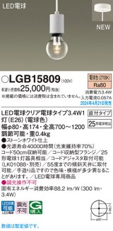 パナソニック LGB15809 ペンダント LED(電球色) 天井吊下型 直付タイプ LED電球交換型 ストーンホワイト