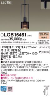 パナソニック　LGB16461　ペンダント 吊下型 LED(電球色) ダクトタイプ 白熱電球25形1灯器具相当 クリア電球 ブラック [♭]