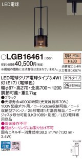 パナソニック　LGB16461　ペンダント 吊下型 LED(電球色) ダクトタイプ 白熱電球25形1灯器具相当 クリア電球 ブラック [♭]