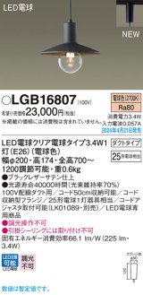 パナソニック LGB16807 ペンダント LED(電球色) 配線ダクト取付型 ダクトタイプ LED電球交換型 ブラック