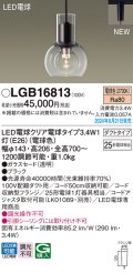 パナソニック LGB16813(ランプ同梱包) ペンダント LED(電球色) 配線ダクト取付型 ダクトタイプ ガラスセード LED電球交換型 ブラック