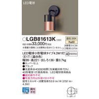 パナソニック LGB81613K ブラケット LED(温白色) 壁直付型 LED電球交換型 ブラック