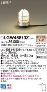 パナソニック　LGW45810Z　ガーデンライト 地中埋込型 LED(電球色) アプローチスタンド 防雨型 スティックタイプ 白熱電球40形1灯相当 プラチナ
