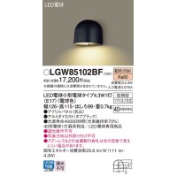 パナソニック LGW85102BF 表札灯 LED(電球色) 壁直付型 LED電球交換型 パネル付型 防雨型 オフブラック