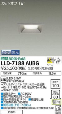 大光電機(DAIKO) LLD-7188AUBG ダウンライト 埋込穴φ100 位相調光(調光器別売) 温白色 角型 ビーム角60度 防雨形 ステンカラー