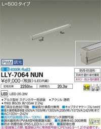 大光電機(DAIKO) LLY-7064NUN アウトドアライト 間接照明 L=500 PWM調光(調光器別売) 白色 灯具可動 ビーム角25度×60度 狭角形 防雨・防湿形 ステンカラー