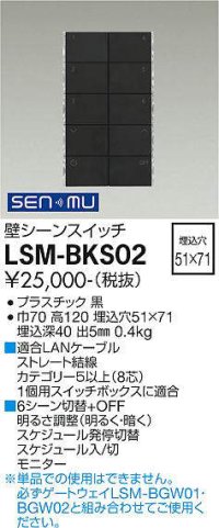 大光電機(DAIKO) LSM-BKS02 部材 埋込穴□51×71 壁シーンスイッチ ブラック