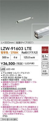 大光電機(DAIKO) LZW-91603LTE 間接照明 L300タイプ 非調光 電球色 LED スリムラインライト 屋内外兼用 防雨・防湿形 シルバーアルマイト