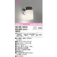 オーデリック　OB255163LR(ランプ別梱)　ブラケットライト 非調光 LEDランプ 電球色 エボニーブラウン