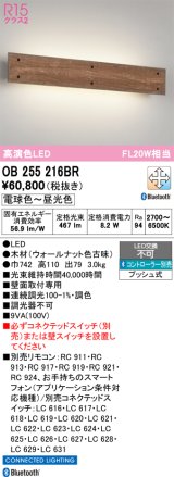 オーデリック　OB255216BR　ブラケットライト 調光 調色 Bluetooth コントローラー別売 LED一体型 電球色〜昼光色 ウォールナット