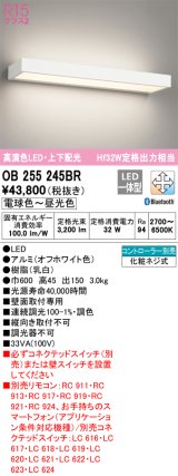 オーデリック　OB255245BR　ブラケットライト 調光 調色 Bluetooth コントローラー別売 LED一体型 電球色〜昼光色 上下配光 オフホワイト
