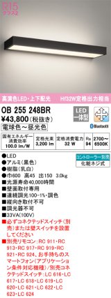 オーデリック　OB255248BR　ブラケットライト 調光 調色 Bluetooth コントローラー別売 LED一体型 電球色〜昼光色 上下配光 ブラック