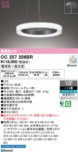 オーデリック OC257206BR シャンデリア 14畳 調光調色 Bluetooth リモコン別売 LED一体型 高演色LED チャコールグレー