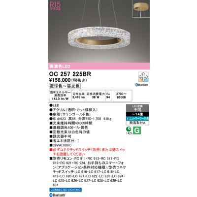 画像1: オーデリック OC257225BR シャンデリア 14畳 調光調色 Bluetooth リモコン別売 LED一体型 高演色LED サテンゴールド