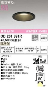 オーデリック　OD261891R　ダウンライト LED一体型 非調光 電球色 高気密SB 埋込穴φ100 ブラック ￡