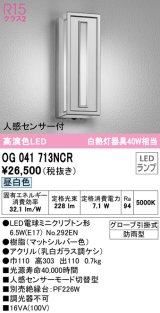 オーデリック　OG041713NCR(ランプ別梱)　エクステリア ポーチライト LEDランプ 昼白色 人感センサー付 防雨型 マットシルバー