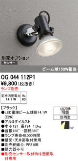 オーデリック　OG044112P1　エクステリア スポットライト ランプ別売 LEDランプ 防雨型 ブラック
