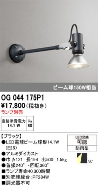 オーデリック　OG044175P1　エクステリア スポットライト ランプ別売 LEDランプ 防雨型 ブラック