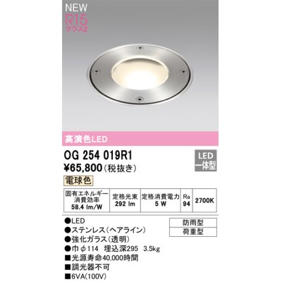 画像1: オーデリック OG254019R1 エクステリア グランドアップライト LED一体型 電球色 高演色LED R15 防雨型