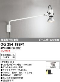 オーデリック　OG254198P1　エクステリア スポットライト ランプ別売 LEDランプ 防雨型 オフホワイト
