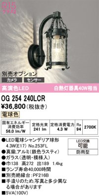 オーデリック　OG254240LCR(ランプ別梱)　エクステリア ポーチライト LEDランプ 電球色 別売センサー対応 防雨型 鉄色ラスティ