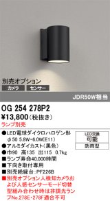 オーデリック　OG254278P2　エクステリア ポーチライト ランプ別売 LEDランプ 別売センサー対応 防雨型 黒色