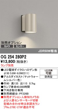 オーデリック　OG254280P2　エクステリア ポーチライト ランプ別売 LEDランプ 別売センサー対応 防雨型 マットウォームシルバー色