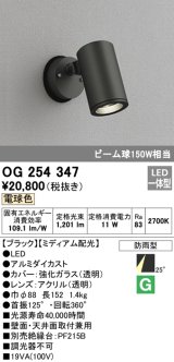 照明器具 オーデリック　OG254347　エクステリアスポットライト LED一体型 ビーム球150W相当 電球色タイプ ミディアム配光