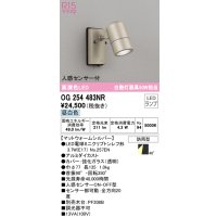 オーデリック　OG254483NR(ランプ別梱)　エクステリア スポットライト LEDランプ 昼白色 人感センサー付 防雨型マットウォームシルバー