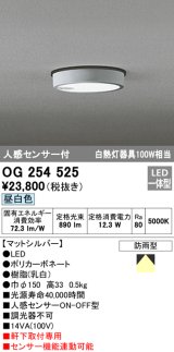 オーデリック　OG254525　エクステリアダウンライト(軒下用) LED一体型 人感センサ ON-OFF型 白熱灯100W相当 昼白色