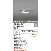 オーデリック　OG254537　エクステリアダウンライト(軒下用) LED一体型 人感センサ ON-OFF型 白熱灯60W相当 昼白色