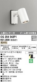 オーデリック　OG254542P1　エクステリアスポットライト LED一体型 電球色 ビーム球150W相当 ワイド配光 防雨型 オフホワイト