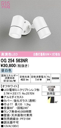 オーデリック　OG254563NR(ランプ別梱)　エクステリア スポットライト LEDランプ 昼白色 防雨型 オフホワイト