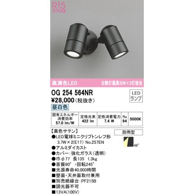 画像1: オーデリック　OG254564NR(ランプ別梱)　エクステリア スポットライト LEDランプ 昼白色 防雨型 黒色サテン