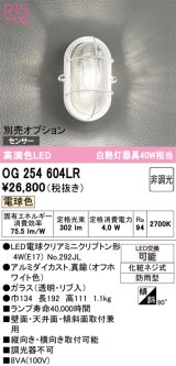 オーデリック　OG254604LR(ランプ別梱)　ブラケットライト 非調光 LEDランプ 電球色 防雨型 オフホワイト
