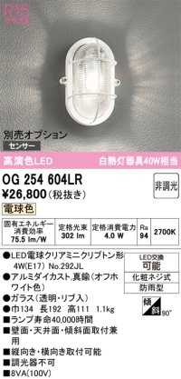 オーデリック　OG254604LR(ランプ別梱)　ブラケットライト 非調光 LEDランプ 電球色 防雨型 オフホワイト