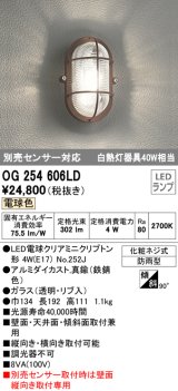 オーデリック　OG254606LD(ランプ別梱)　エクステリアポーチライト LED電球クリアミニクリプトン形 電球色 非調光