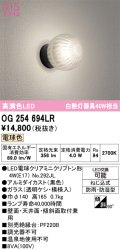 オーデリック　OG254694LR(ランプ別梱)　エクステリア ポーチライト LEDランプ 電球色 防雨・防湿型
