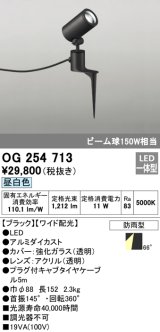 オーデリック　OG254713　エクステリアスポットライト LED一体型 昼白色 ワイド配光 防雨型 ブラック
