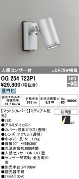 オーデリック　OG254723P1　エクステリアスポットライト LED一体型 昼白色 JDR75W相当 ミディアム配光 防雨型 マットシルバー