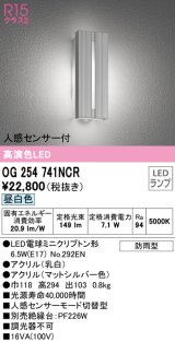 オーデリック　OG254741NCR(ランプ別梱)　エクステリア ポーチライト LEDランプ 昼白色 人感センサー付 防雨型 マットシルバー