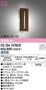 オーデリック　OG254747NCR(ランプ別梱)　エクステリア ポーチライト LEDランプ 昼白色 人感センサー付 防雨型 ダークブラウン