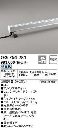 オーデリック　OG254781　間接照明 LED一体型 非調光 昼白色 防雨・防湿型 L1200タイプ