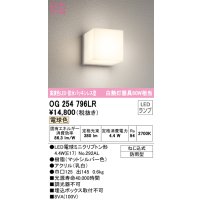オーデリック　OG254796LR(ランプ別梱)　エクステリア ポーチライト LEDランプ 電球色 防水パッキンレス型 防雨型 マットシルバー